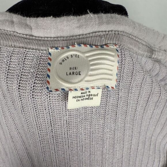 Anthropologie Postcard Ribbed Gray / Lavender Henley - Women’s L - Picture 7 of 9